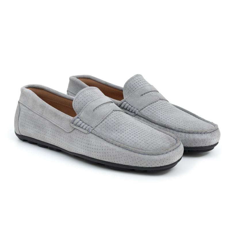 Mocasín de ante patrón grabado color gris SETUN-GRIS