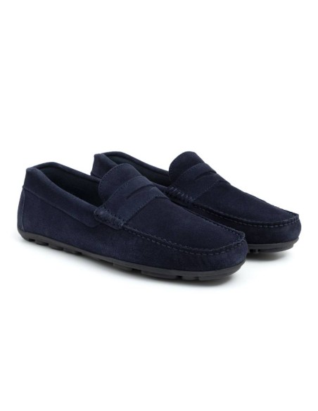 Mocasín de ante con antifaz color azul