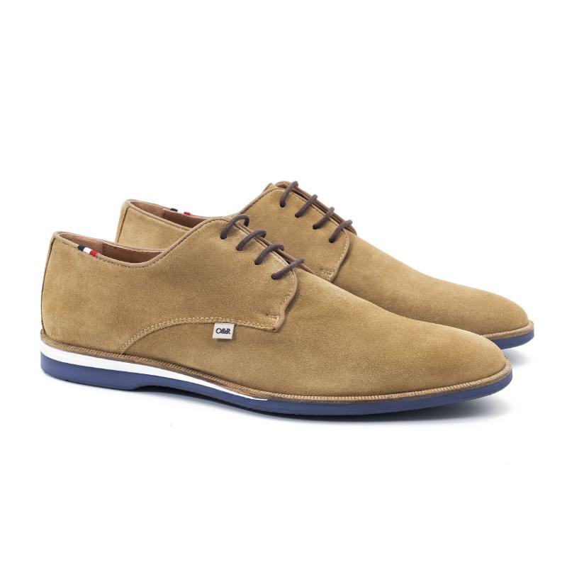 Derby de ante de piso antideslizante color beige SMUNK-TOPO