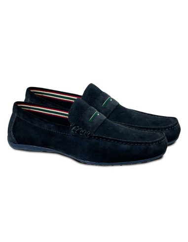 Mocasín de ante con antifaz color azul