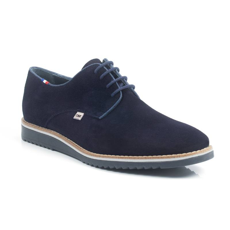 blue suede derby shoes SUTEN-AZUL