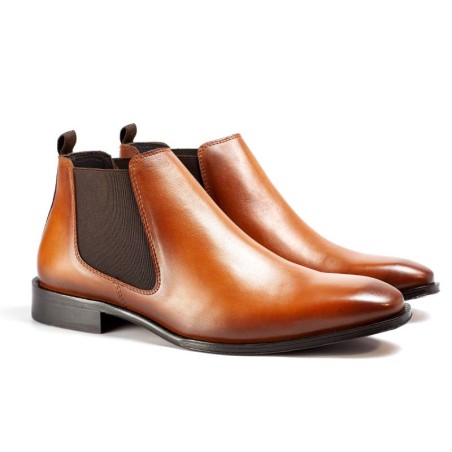 light brown leather chelsea boots TENMENS-CUERO