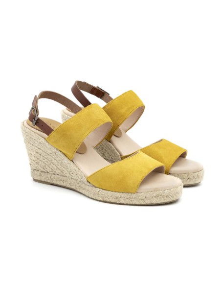 yellow suede and plain leather espadrilles for women W-AHINOA-YELLOW