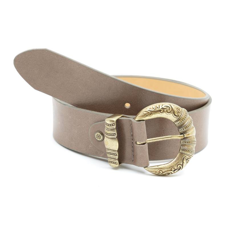 brown leather women's belt WB-SHELL-TAUPE