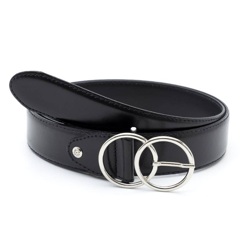 black leather women's belt WB-SIKKY-NEGRO