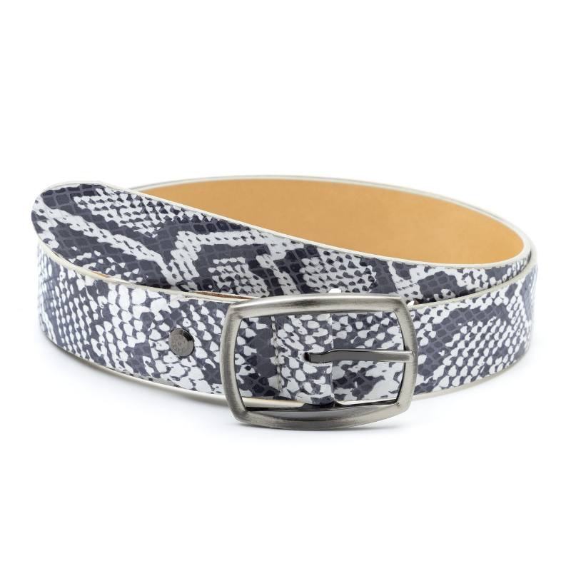 white leather women's belt WB-SNAKE-BLANCO