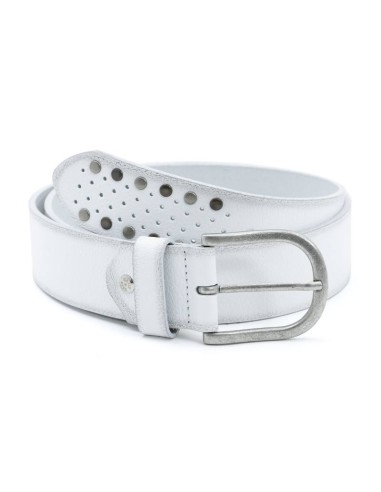 white leather women's belt WB-WAXY-WHITE