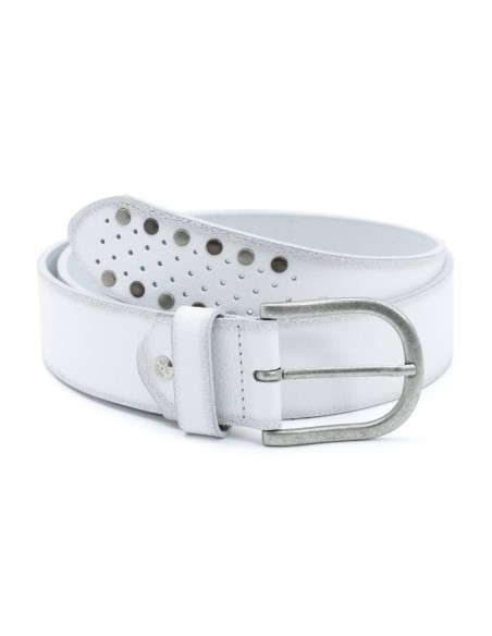 ceinture femme en cuir blanc WB-WAXY-WHITE