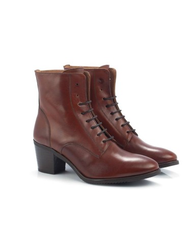 bottines pour femmes en cuir cuir W-CAROLINE-COGNAC