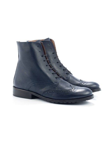 bottines pour femmes en cuir bleu W-CAROMIL-MARINO