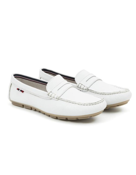 white leather women's mocassins W-CELIMAN-WHITE