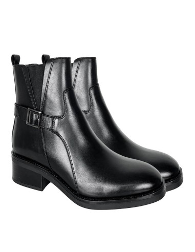 black leather women's ankle boots W-ECHAMEN-BLACK