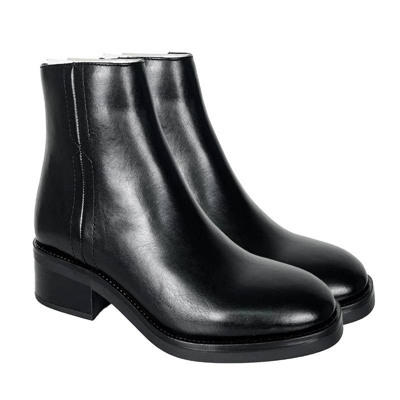 bottines pour femmes en cuir noir W-ERAMEN-BLACK