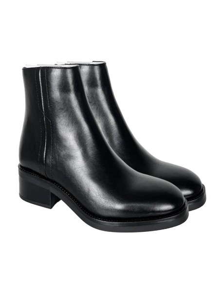 black leather women's ankle boots W-ERAMEN-BLACK