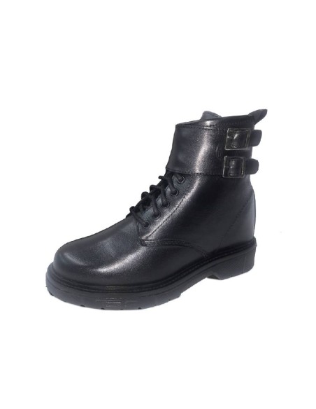 black leather women's ankle boots W-NABRAN-BLACK