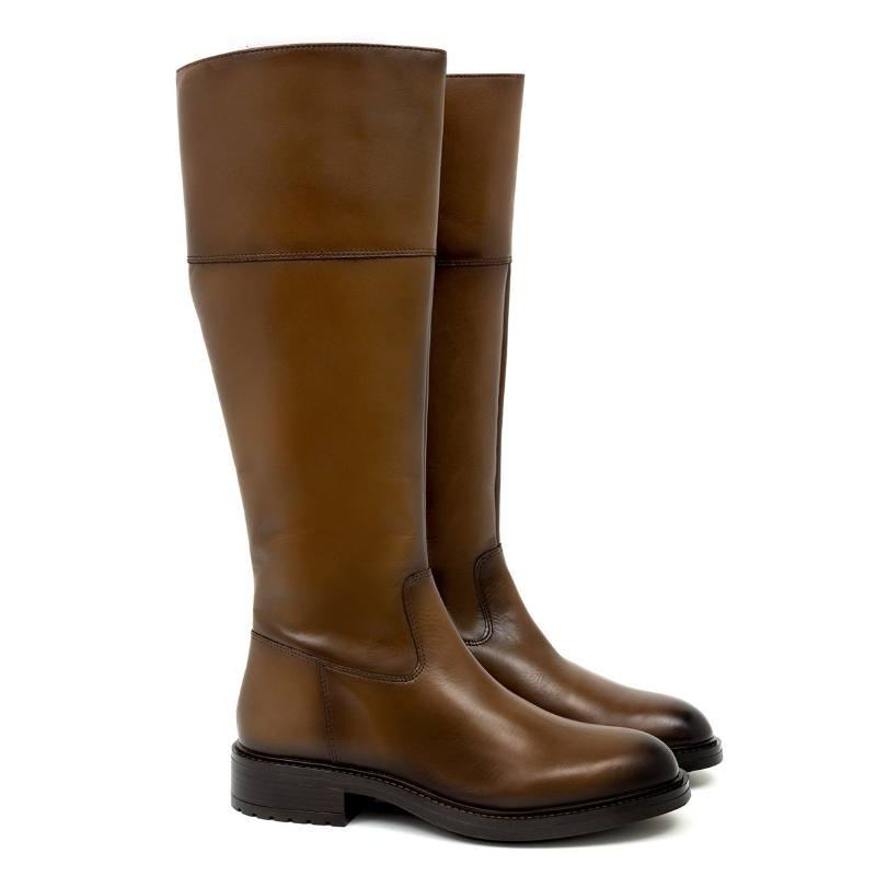 Botas de mujer de piel difuminado color cuero W-NALUFA-CUERO