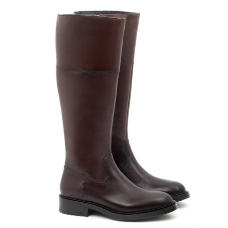 brown leather women's boots W-NALUFA-MARRON