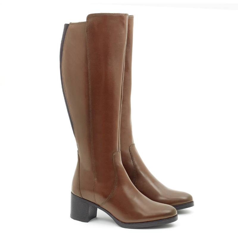 Botas de mujer de piel difuminado color cuero W-NAPIOR-CUERO