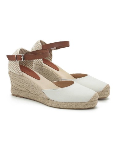 white suede and plain leather espadrilles for women W-NATANA-BLANCO