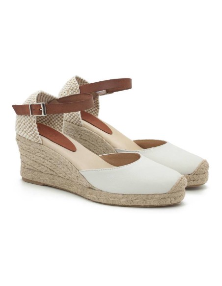 white suede and plain leather espadrilles for women W-NATANA-BLANCO