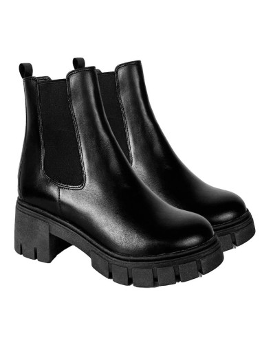 black leather women's ankle boots W-NAZIKEN-NEGRO