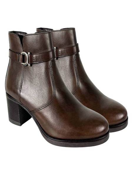 brown leather women's ankle boots W-NAZMEN-BROWN