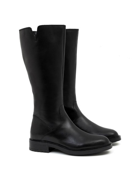 black leather women's boots W-NETOR-NEGRO