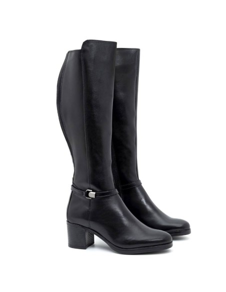 Botas de mujer de piel con aplique metálico color negro W-NORIMEN-NEGRO