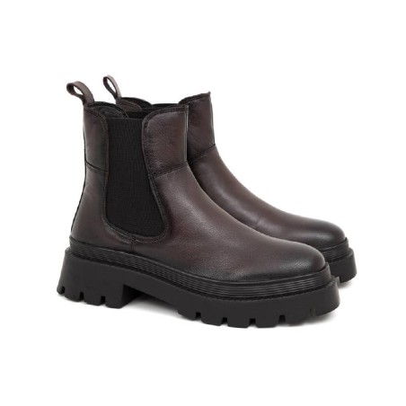 bottines pour femmes en cuir Bordeaux W-NUBAN-BURGUNDY