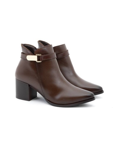 light brown leather women's ankle boots W-NUMOR-CUERO