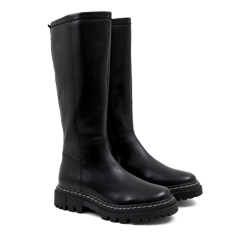 bottes pour femmes en cuir noir W-OSLO-NEGRO