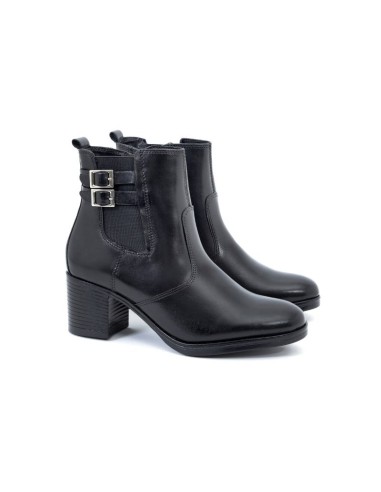 black leather women's ankle boots W-PRIOCHE-NEGRO