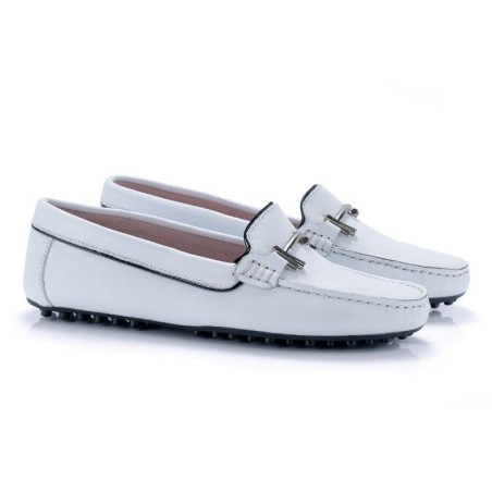 Mocasines de mujer de piel con hebilla color blanco W-SARENOR-BLANCO