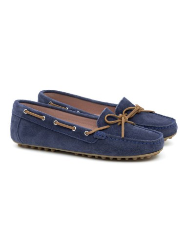 blue suede women's mocassins W-SEAMAN-INDIGO