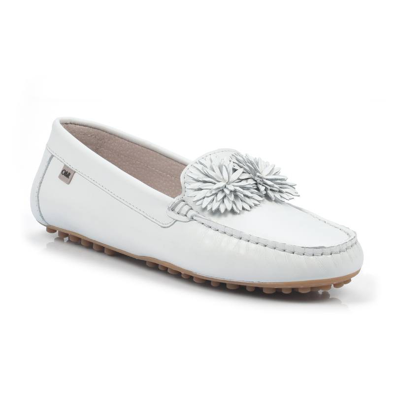 femmes mocassins en cuir blanc W-SEBLOOMING-BLANCO