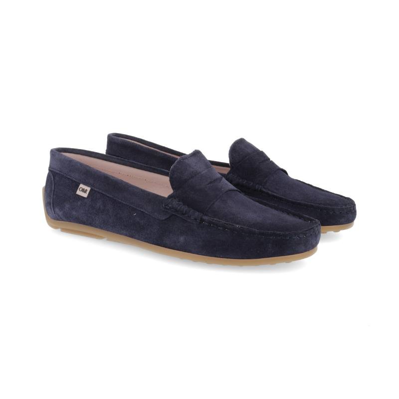 Mocasines de mujer de ante con antifaz color azul W-SETAN-BLUE