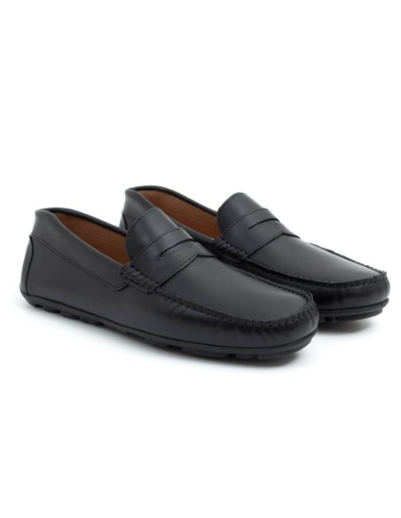 black leather moccasin BHOMAN-BLACK