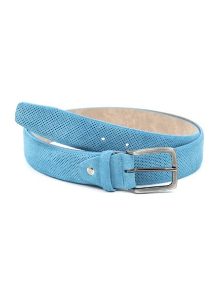 blue suede belt B-SEMIS-TURQUESA