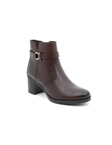 brown leather women's ankle boots W-ANIMAGE-BROWN