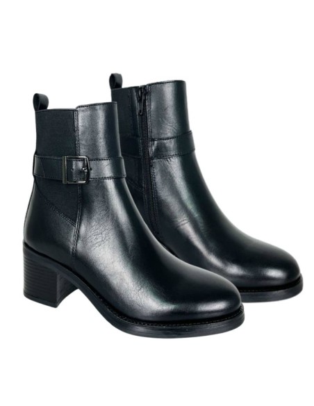 black leather women's ankle boots W-ANIMAGE-BLACK