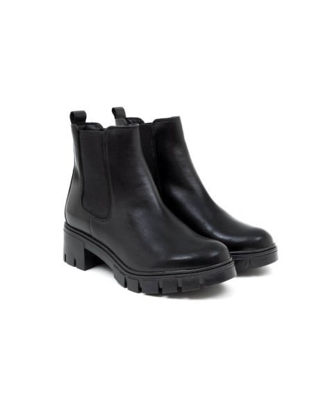 black leather women's ankle boots W-NAZIKEN-NEGRO