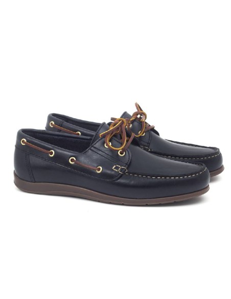 blue leather boat shoes CR-23031-MARINO