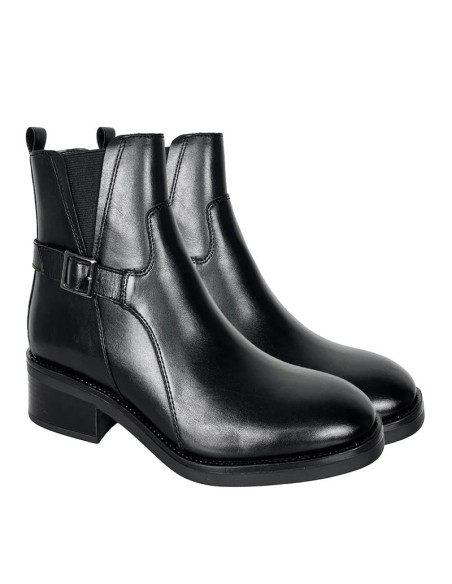 bottines pour femmes en cuir noir W-ECHAMOR-BLACK