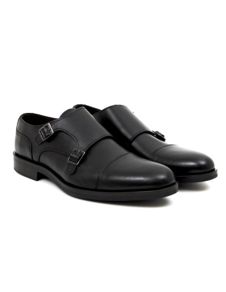 black leather monkstrap BONCLE-NEGRO