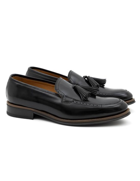 black leather moccasin CR-23216-NEGRO