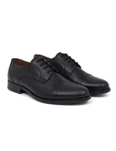 Black leather derby