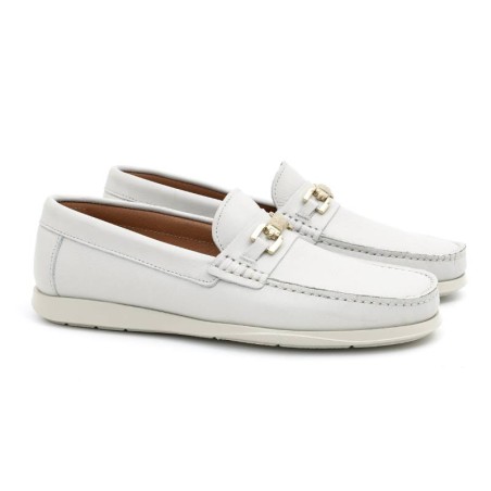 white leather boat shoes CR-24008-HIELO