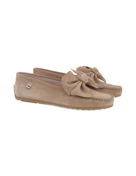 Beige suede women's mocassins