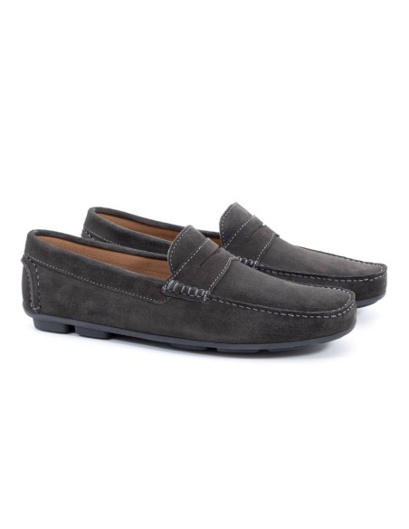 Grey suede moccasin