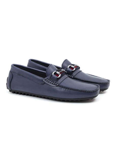 blue leather moccasin BERAK-NAVY
